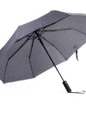 Umbrella - Compact Windproof Automatic - Geometric Black/ White- NWT
